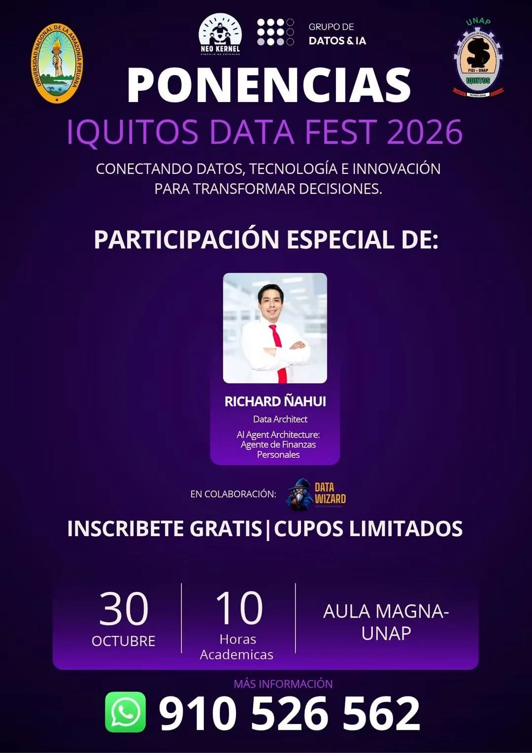 IQUITOS DATA FEST 2026 REUNIRÁ EN LA UNAP A ESPECIALISTAS EN DATOS E INTELIGENCIA ARTIFICIAL