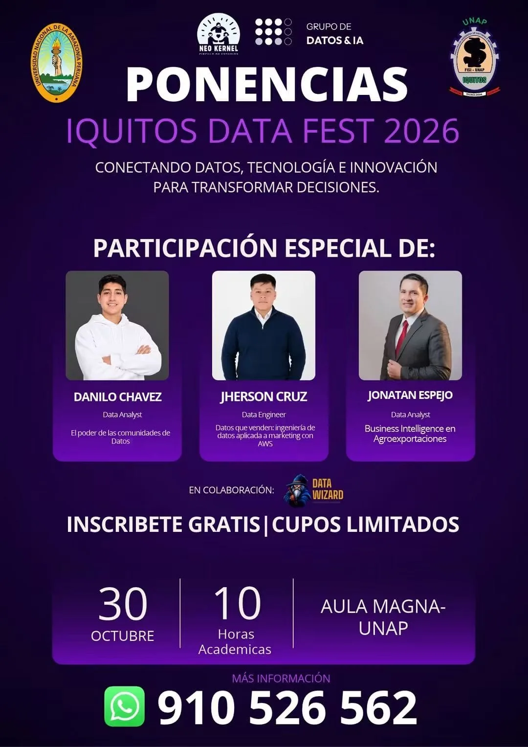 IQUITOS DATA FEST 2026 REUNIRÁ EN LA UNAP A ESPECIALISTAS EN DATOS E INTELIGENCIA ARTIFICIAL
