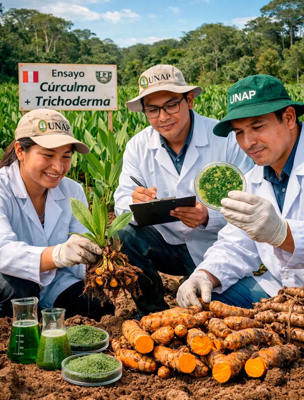 Investigación de la UNAP demuestra que bioinsumo mejora el rendimiento y la calidad de la cúrcuma en la Amazonía